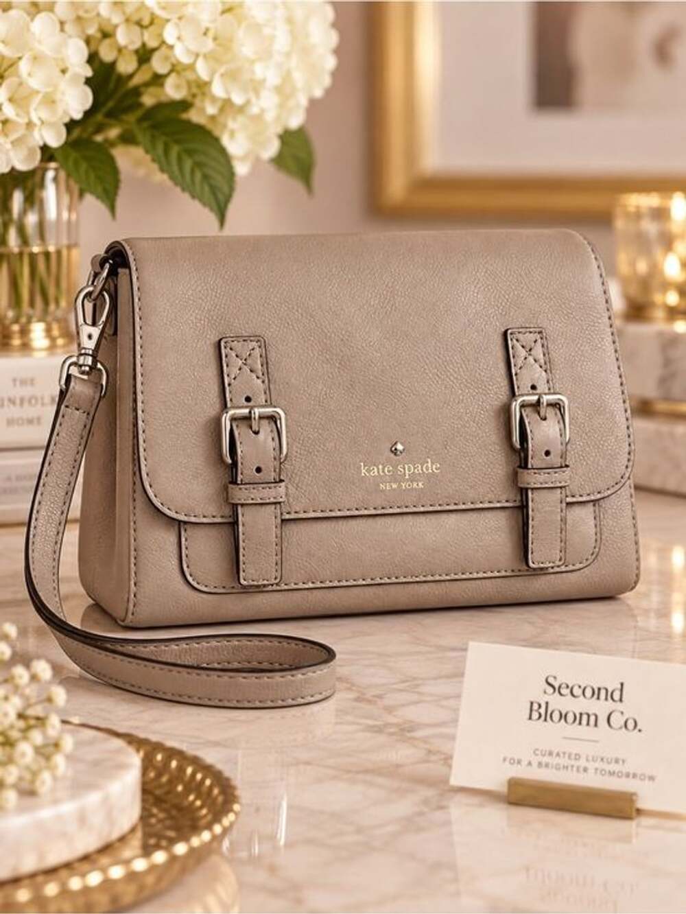 Kate Spade New York Taupe Leather Crossbody Purse ⭐️ - Picture 3 of 7